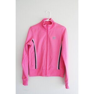 FRED PERRY Classic Pink Activewear Full Zip Track Top Jacket UK 14 US 10 S M